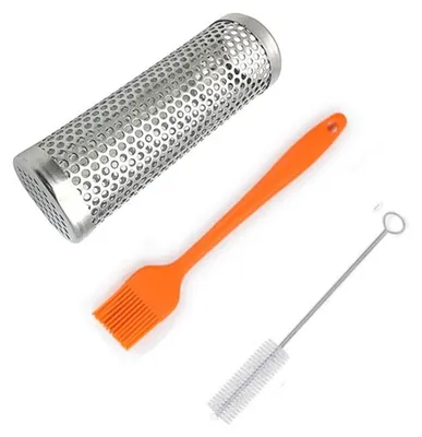 Image de Tuyau à fumer en acier inoxydable pour fumage à froid avec 2 brosses de nettoyage