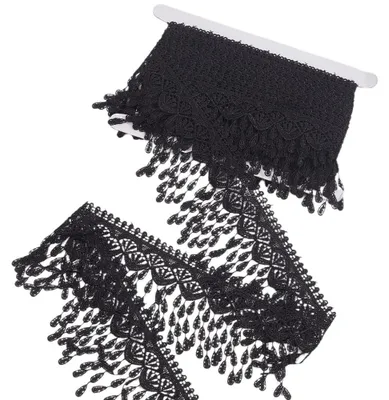 Fransen-Borte, 5 Yards x 8,5 cm, schwarz, Polyester
