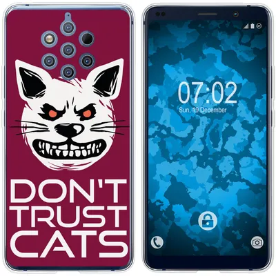 Produktbild von PhoneNatic Case kompatibel mit  Nokia 9 PureView Silikon-Hülle Crazy Animals Katze M1
