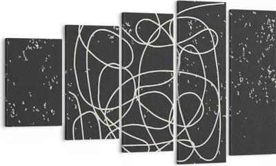 Produktbild von Bild auf Leinwand - Leinwandbild - 5 Teile - Modern Linie Schwarz - 100x60cm - Wand Bild - Wanddeko - Wandbilder - Leinwanddruck - Bilder - Wanddekoration - Leinwand bilder - Wandbild - EG100x60-4649