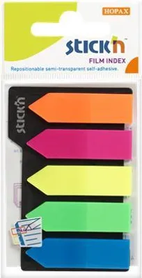 Obrázek produktu pro Samolepicí záložky, mix neonový barev, šipka, 42 x 12 mm, 5x 25 listů, plast, STICK N 21143