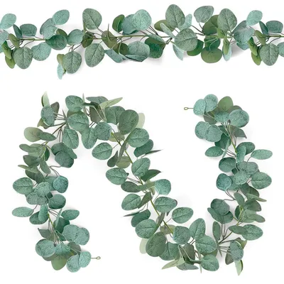 Productafbeelding van 2 stuks eucalyptuskrans, kunstmatig, 1,8 meter, groene bladkrans, decoratie