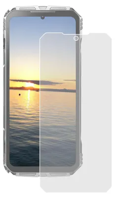 A smartphone with a screen protector placed on it.