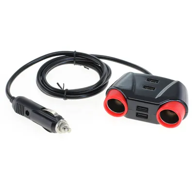 Produktbild von OTB KFZ-Adapter / Verteiler Zigarettenanzünder 2x Kupplung + 4 USB - 1,2m Kabel