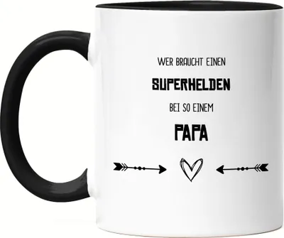 Produktbild von Wer Braucht Superhelden Tasse Schwarz Bester Papa Der Welt Geschenkidee Vatertag Geburtstag