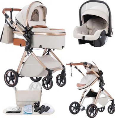 Produktbild von Babywagen, multifunktional, leicht und faltbar, V8gittermuster WEISS