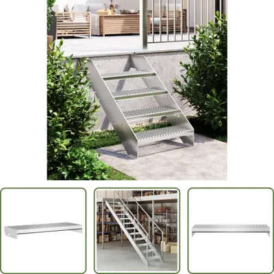 Productafbeelding van De Living Store traptrede met rooster, 60x24x7 cm, verzinkt staal