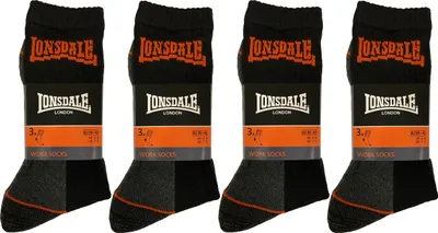 Produktbild von Lonsdale 12 Paar Arbeitssocken Socken Wadenhöhe-Verstärkte Ferse und Spitze-Baumwolle (Schwarz, 39-42)