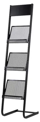 Prospektständer mit 3 Fächern, schwarz, 121 cm
