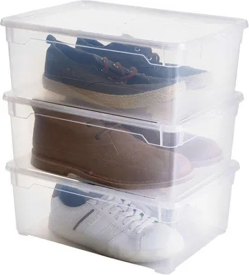 Productafbeelding van Famanu Opbergboxen, set van 3 transparante boxen - stapelbaar, 36,5 x 26,5 x 14 cm