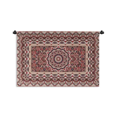 Obrázek produktu pro MuchoWow® Tapiserie Věšení na zeď Perský koberec - Mandala - červený 60x40 Tapiserie dekorace Nástěnná šála