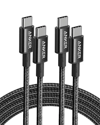 Zdjęcie produktu dla Kabel USB-C Anker 100W, [2 sztuki, 1,8 m] - szybki kabel do ładowania USB-C do USB-C, kompatybilny z PD 3.0, przeznaczony do ładowania urządzeń takich jak iPhone 17 Pro Max/16/15 oraz Samsung