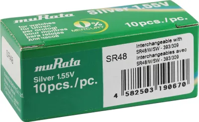 Produktbild von MURATA Knopfzellen, 0% Quecksilber , VE 10 Stk - 315-399