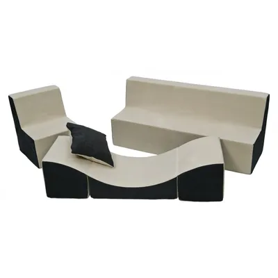 Produktbild von Kindermöbel-Set: Sessel + Sofa + beige-graue Chaiselongue