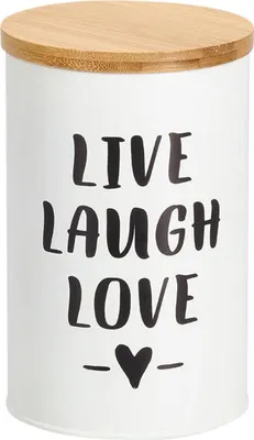 Produktbild von ZELLER Metallgefäß mit Bambusdeckel 1l, weiß Love 10,5x16,5cm