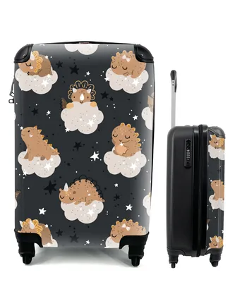 Produktbild von MuchoWow® Koffer Handgepäck Trolley Rollkoffer Kleine Reisekoffer mit 4 Rollen - Muster - Dinosaurier - Wolken - Cabin Size < 55x40x23 cm & 55x40x20 cm - Kinderkoffer - Kabinenkoffer - Boardgepäck - Reise-Box - Reisekoffer - Reisegepäck - Koffer mit Bild - Trolley für Kinder