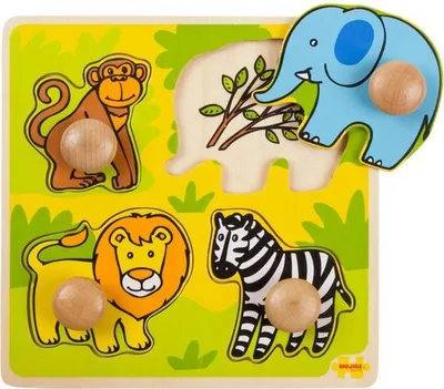 Produktbild von BigJigs Holzpuzzle Safari - Lernspielzeug 4 Teile