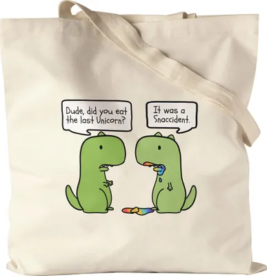 Produktbild von T-Rex frisst Einhorn Beutel  Lustiges Dinosaurier Einhorn Dino Fun Geschenk Ironie Sarkasmus Jutebeutel Stoffbeutel Canvas