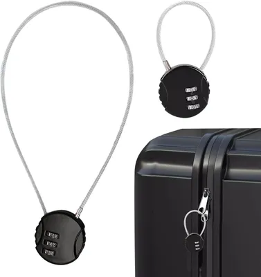 Produktbild von Kabelschlösser mit Zahlencode – Set aus 2 Stück – Schwarz