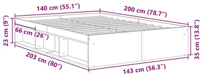 Produktbild von vidaXL Bettgestell Sonoma-Eiche 140x200 cm