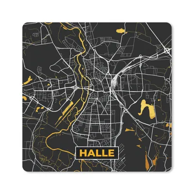 Produktbild von MuchoWow® Mauspad Mousepad Halle - Stadtplan - Gold - Karte - Deutschland 30x30 cm - Mousepads - Maus Mat - Pad - Mausunterlage - Gaming