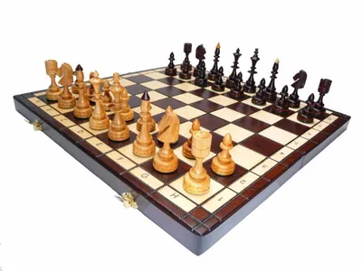 Produktbild von Sehr edles Schach Schachspiel SET Schachbrett 48 x 48 cm Kirschbaum Holz braun
