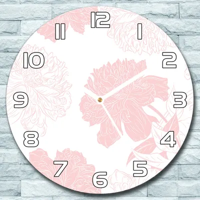 Produktbild von Wanduhr aus Glas Rund fi 30 Rosa Blumen Quarz Deko Schlafzimmer Büro