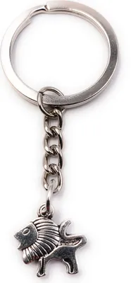 Produktbild von Onwomania Schlüsselanhänger Keychain Silber Metall Löwe Lion brüllend König der Tiere