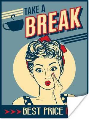 Produktbild von MuchoWow® Poster Frau - Vintage - Zeichnung - Zitat 90x120 cm - Wohnzimmer