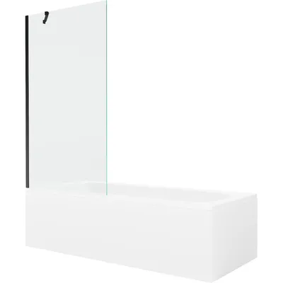 Produktbild von Mexen Vega rechteckige Badewanne 150 x 70 cm mit Verkleidung und 1-flügliger Duschabtrennung 90 cm, transparent, Schwarz - 55011
