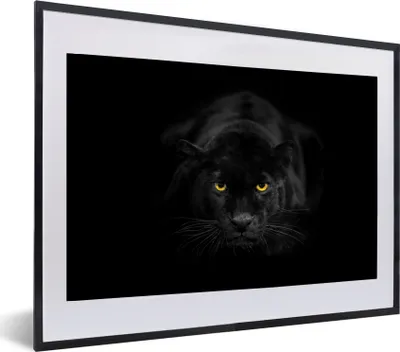 Produktbild von MuchoWow® MuchoWow® Gerahmtes Poster Leopard - Augen - Schwarz 60x40 cm - Poster mit zchwarzem Bilderrahmen - Schlafzimmer - Plakat in Rahmen - Drucken