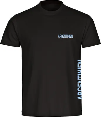 Produktbild von multifanshop Herren T-Shirt - Argentinien - Brust & Seite, schwarz, Größe M