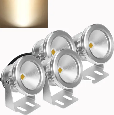 Produktbild von 4x 10W LED Unterwasser Strahler Teich Pool Licht Dimmbarer Flutlicht Spotlight für Garten Landschaft Brunnen Aquarium Beleuchtung, Warmweiß