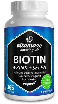 Immagine prodotto di vitamaze Biotina + Zinco + Selenio Compresse, 365 compresse