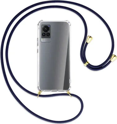 Produktbild von Handykette Backcover-Schutzhülle mit Band (Metall goldfarben) für vivo X60 - dunkelblau