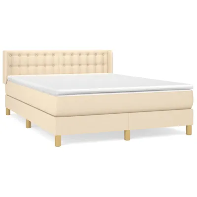 Produktbild von vidaXL Boxspringbett mit Matratze Creme 140x190 cm Stoff