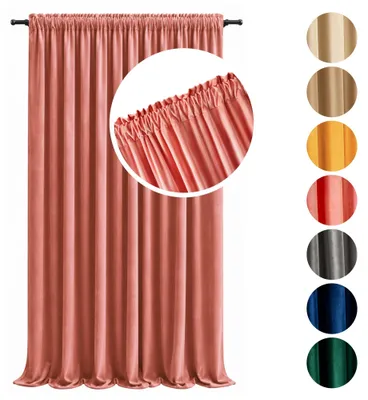 Produktbild von MEBLEODNOWA, Samtvorhang, Samtstoff, Vorhang mit Kräuselband, Rosa, Lachsfarben, 140x250 cm, Weicher Samt, Pflegeleichter, Tunnelzug, Gardinenhaken