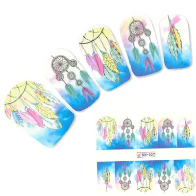 Produktbild von Tattoo Nail Art Traumfänger Federn Aufkleber Nagel Sticker