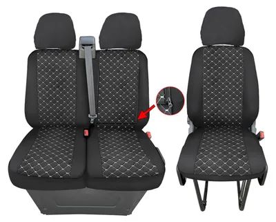 Imagen del producto de Tapicería negra con costura blanca para Iveco Daily 2+1 (2018)