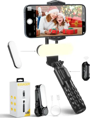 Produktbild von Stabilisator Smartphone, Handy-Stabilisierungs-Gimbal mit Abnehmbarem Fülllicht, Stativ mit Fernbedienung, Tragbarer Gimbal Selfie Stick für Vlog Video, Kompatibel mit Android/IOS