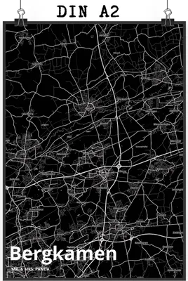Produktbild von Mr. & Mrs. Panda Bild Bergkamen DIN A2 - Geschenk, Posterdruck, Wandbild, Plakat, Stadt Dorf Karte Landkarte Map Stadtplan, drucke, kunstdruck poster