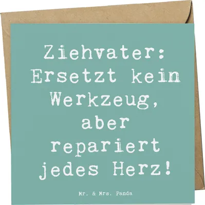 Produktbild von Mr. & Mrs. Panda Grußkarte Spruch Ziehvater Herzreparatur - Meeresbrise - Geschenk, einzigartige Designs, Vaterrolle, Weihnachten, doppelkarte, Adoptivvater, Klappkarte