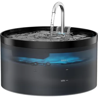 Immagine prodotto di Katzenbrunnen da 3,2 litri, abbeveratoio silenzioso con pompa e LED, serbatoio trasparente, colore nero