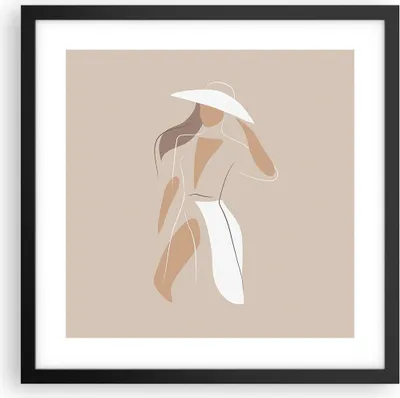 Produktbild von Gerahmtes Poster - Schwarzer Rahmen - Minimalismus Frau Buntstift - 40x40 cm - Wand Bild - Wanddeko - Wandbilder - Kunstposter - Wandposter - Bilderrahmen - Bilder - Kunstdruck - P2BAC40x40-4603