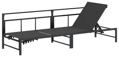 Image de Chaise longue vidaXL noire 200 x 62 x 59,5 cm en Textilene
