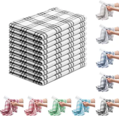 Produktbild von 10er PACK Geschirrtücher Küchentücher Trockentücher Grubentücher 100% Baumwolle, Farbe: Schwarz