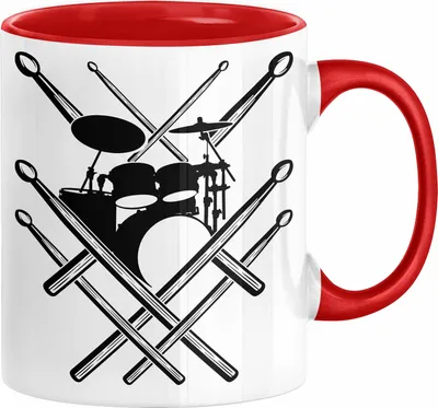 Produktbild von Drummer Schlagzeug-Spieler Geschenk Tasse Geschenkidee Kaffee-Becher Schlagzeuger Schlagzeug Stick (Rot)