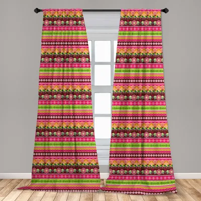 Produktbild von Abakuhaus, Fenstervorhänge, Bunte abstrakte Blumen, 2-Panel-Set, 150 x 225 cm