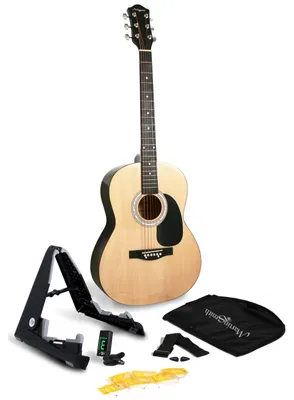 Produktbild von Akustikgitarre Konzertgitarre Westerngitarre - 39 Zoll - Mit Ständer, Stimmgerät und Tasche - Für Anfänger und Fortgeschrittene