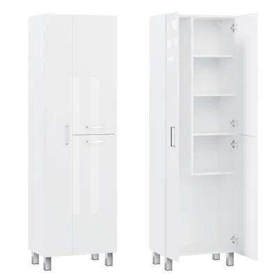 Zdjęcie produktu dla Słupek łazienkowy na mopa szafka łazienkowa do łazienki biały połysk 55 cm